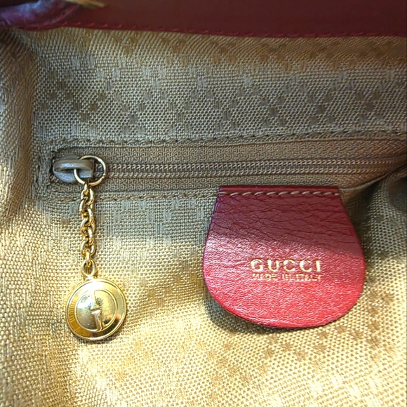 Gucci Bag Vintage Bamboo Handle Red Patent Leather Mini Rucksack Backpack Purse - Picture 6 of 16